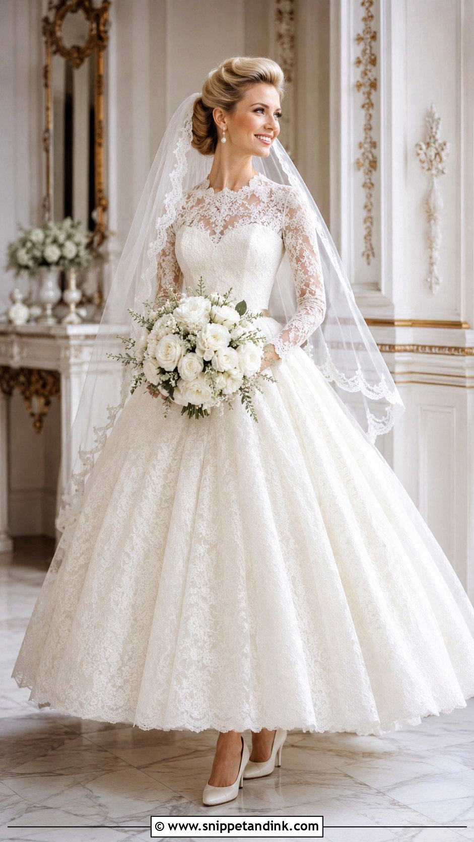 1950s Lace Ball Gown Wedding Dress - Snippet and Ink - 25 Vintage Wedding Dress Aesthetic Ideas