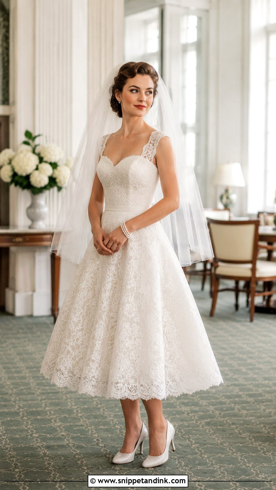 1950s Lace Fit And Flare Wedding Dress - Snippet and Ink - 20 Vintage Inspired Wedding Dress Ideas