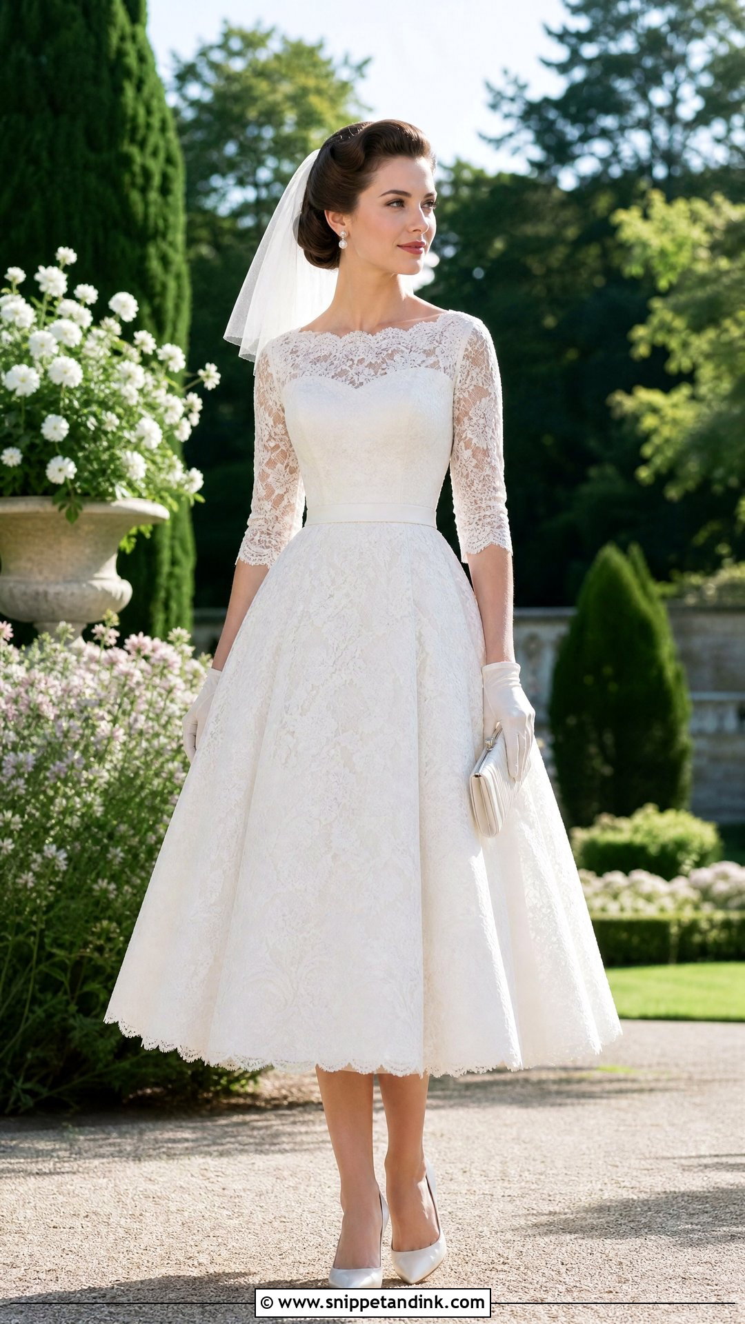 1950s Lace Tea Length Wedding Dress - Snippet and Ink - 20 Vintage Wedding Dress 50s Ideas