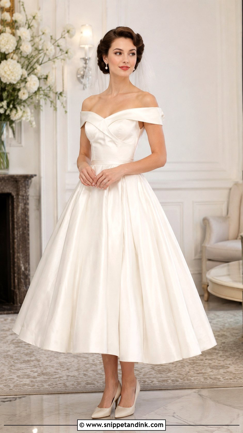 1950s Off Shoulder Wedding Dress - Snippet and Ink - 25 1950 Wedding Dress Ideas