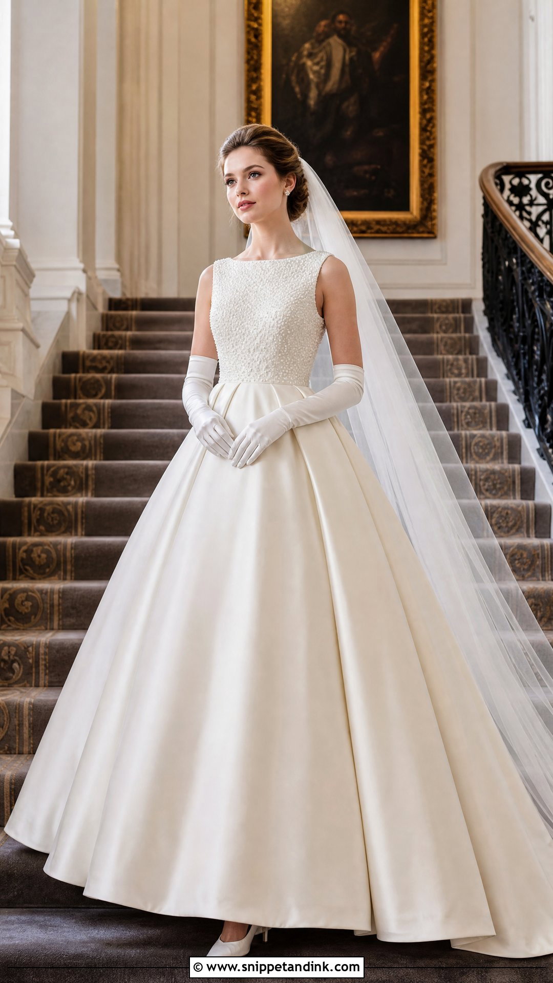 1950s Pearl Ball Gown Wedding Dress - Snippet and Ink - 20 Vintage Pearl Wedding Dress Ideas