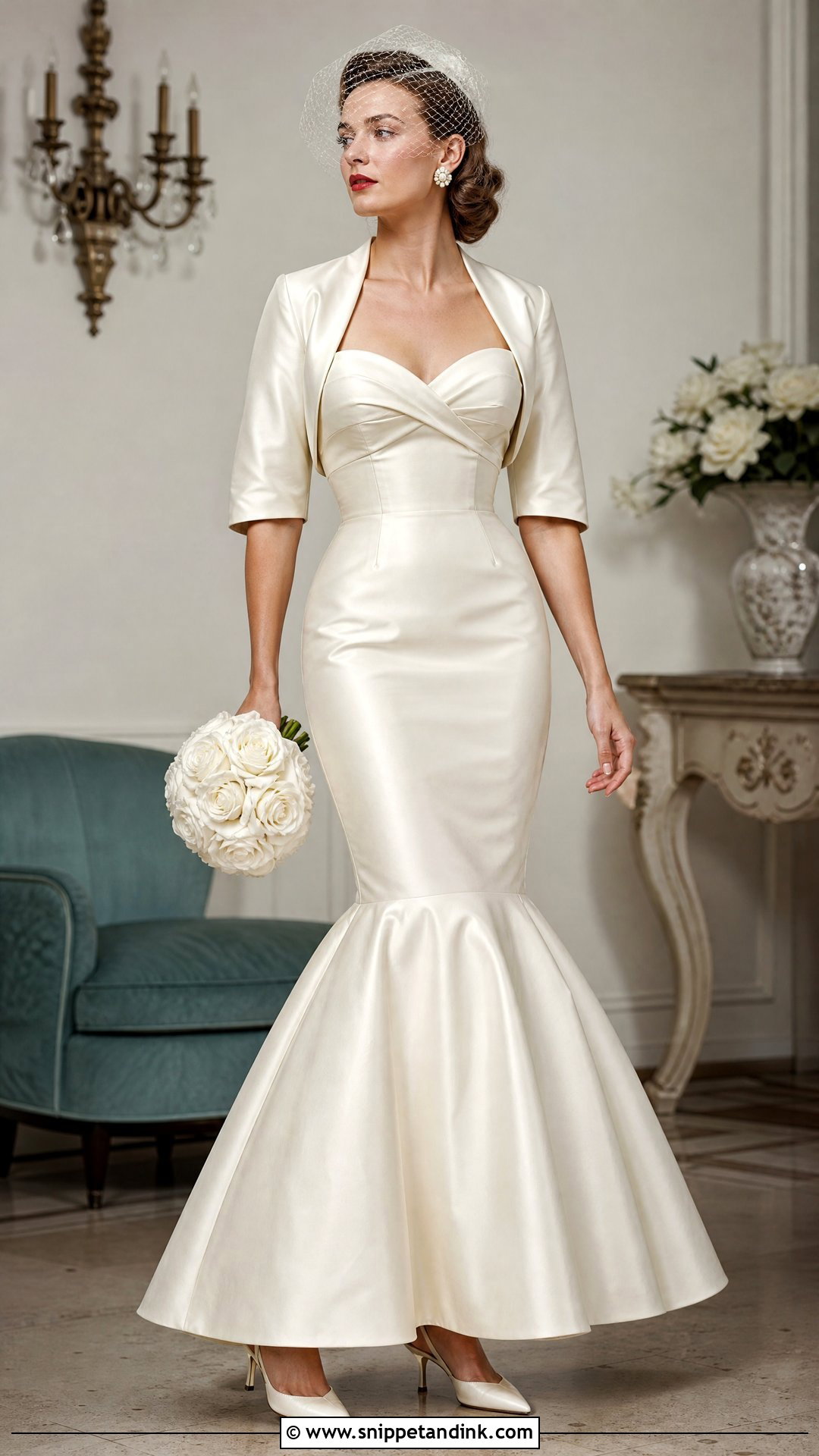 1950s Strapless Vintage Mermaid Wedding Dress - Snippet and Ink - 20 Vintage Mermaid Wedding Dress Ideas