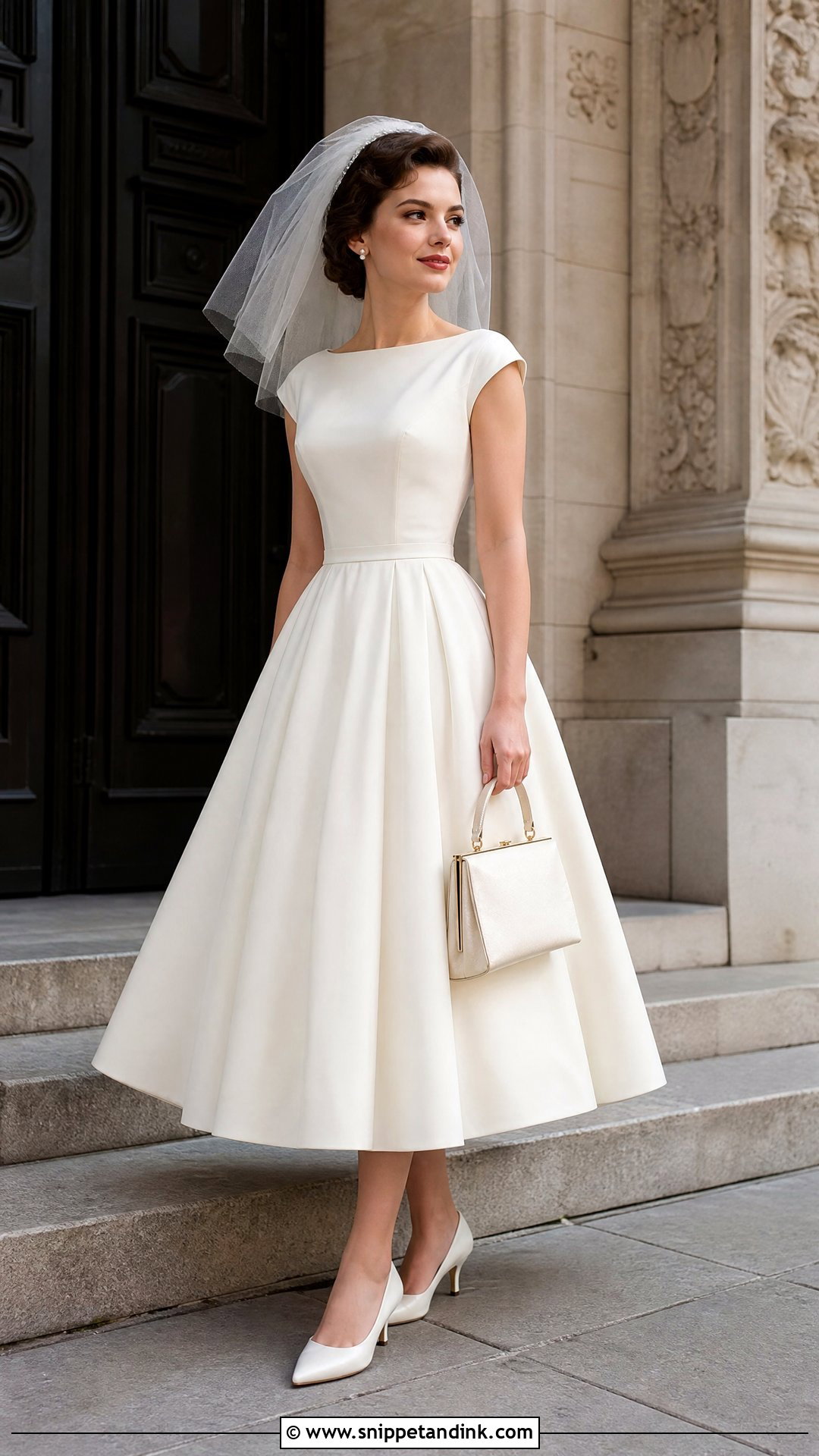 1950s Tea Length Civil Wedding Dress - Snippet and Ink - 20 Vintage Civil Wedding Dress Ideas