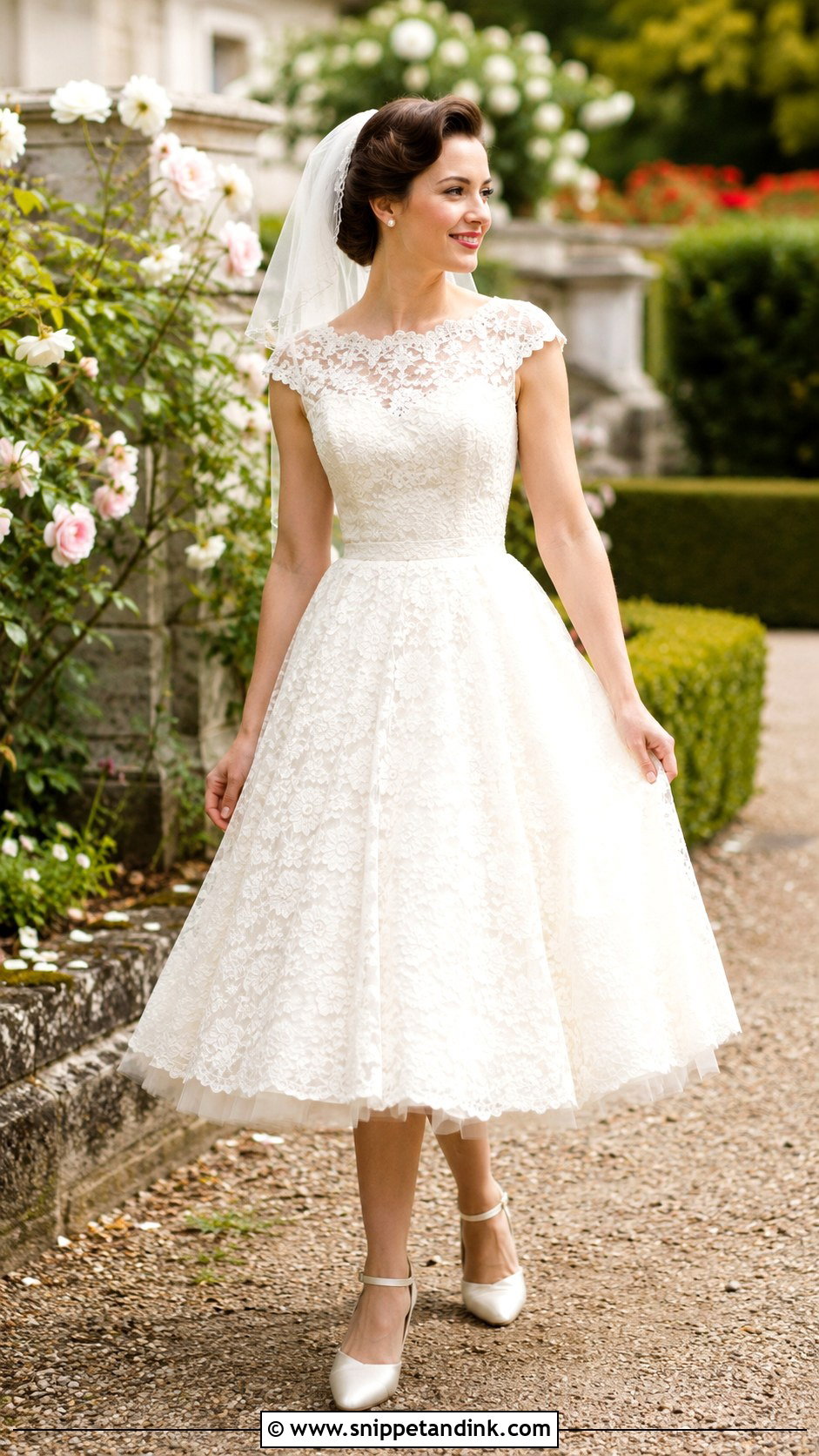 1950s Tea Length Lace Wedding Dress - Snippet and Ink - 20 Unique Vintage Elegant Wedding Dresses