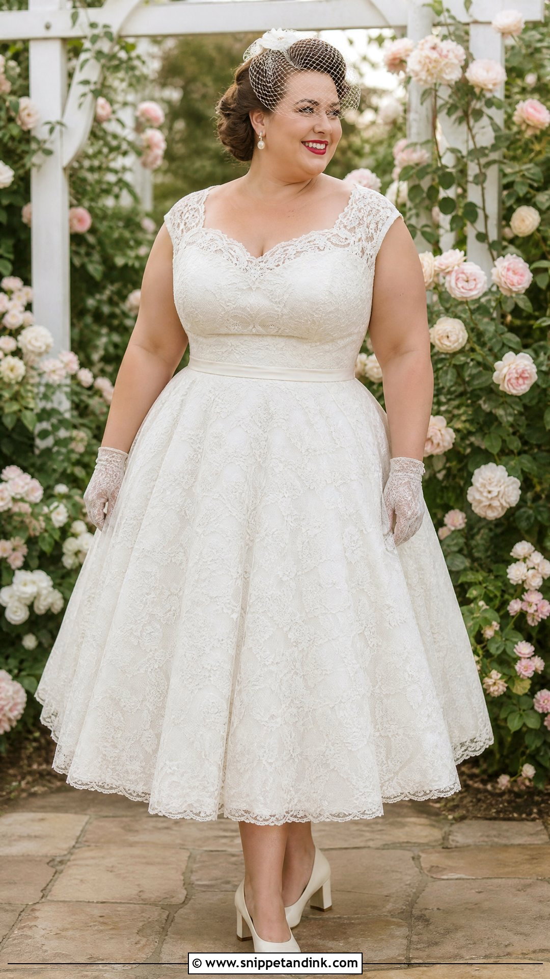 1950s Tea Length Plus Size Wedding Dress - Snippet and Ink - 20 Vintage Plus Size Wedding Dresses