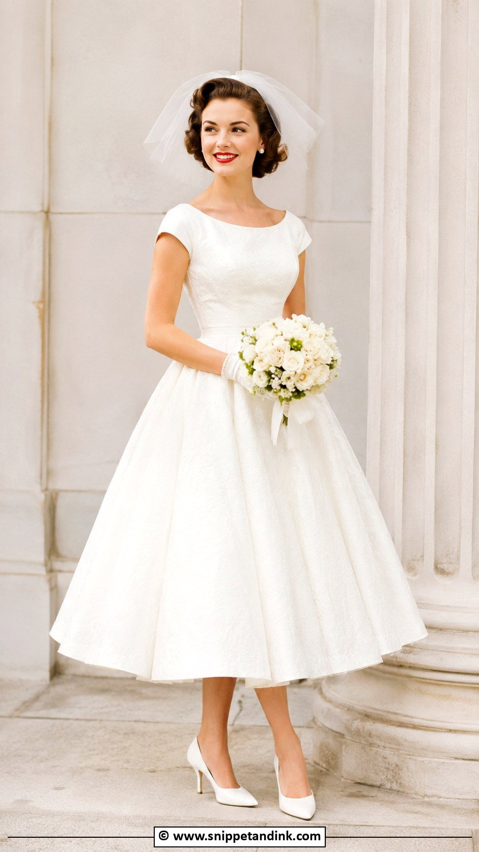 1950s Tea Length Wedding Dress - Snippet and Ink - 35 Vintage Wedding Gown Ideas