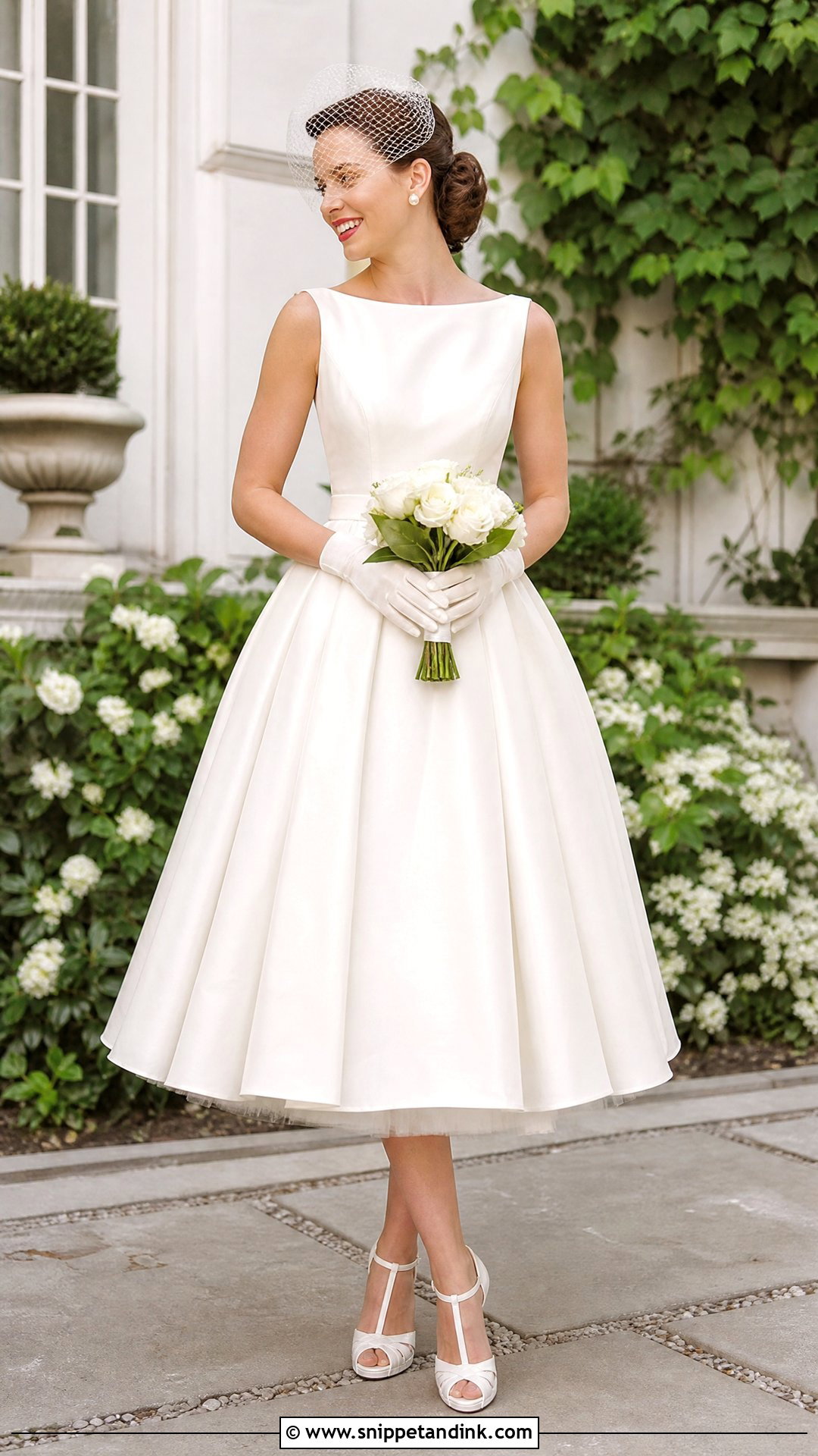 1950s Tea Length Wedding Gown - Snippet and Ink - 20 Vintage Classy Wedding Gown Ideas