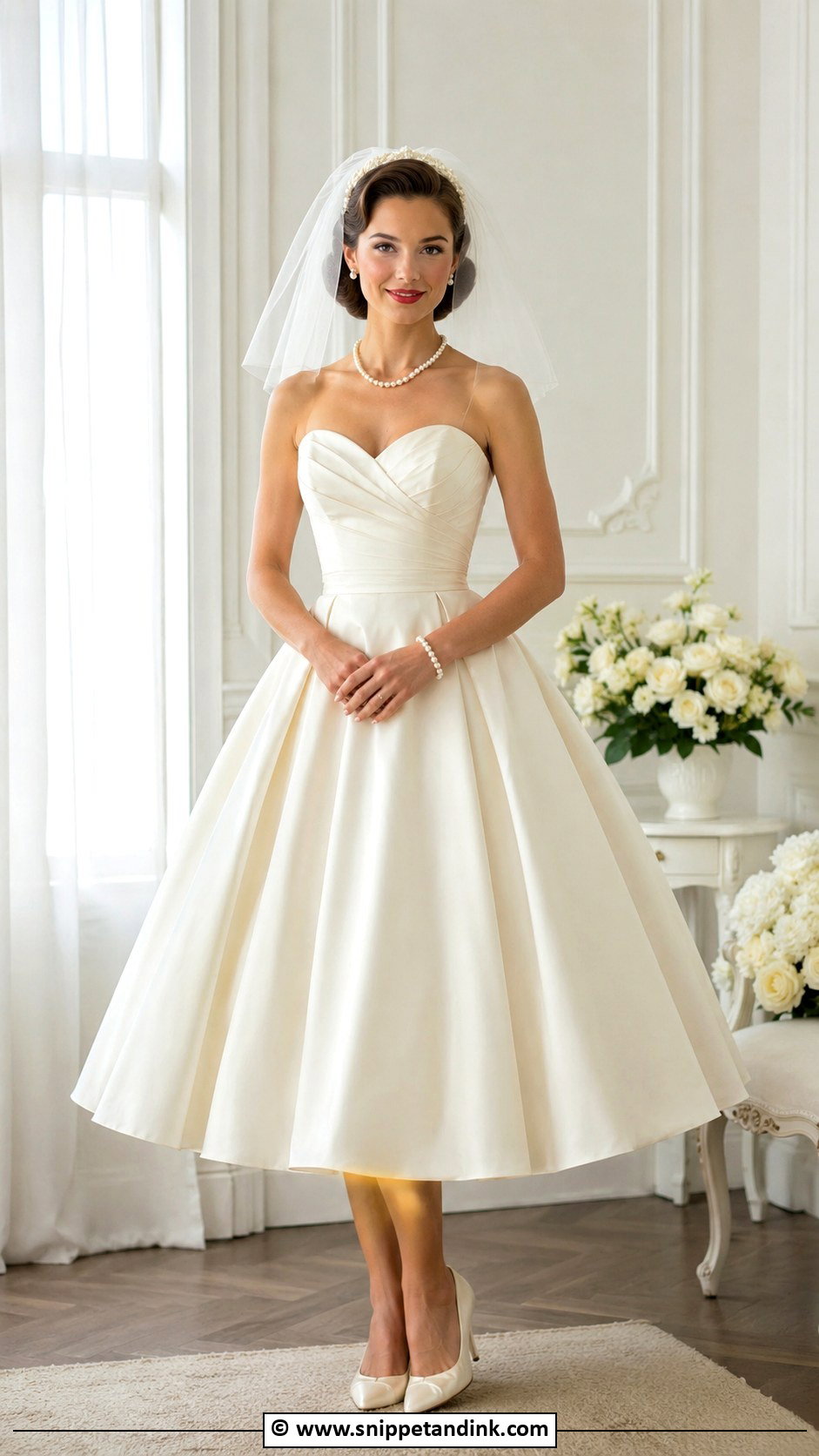 1950s Wedding Dress With Pearl Accessories - Snippet and Ink - 30 1950s Wedding Dress Ideas