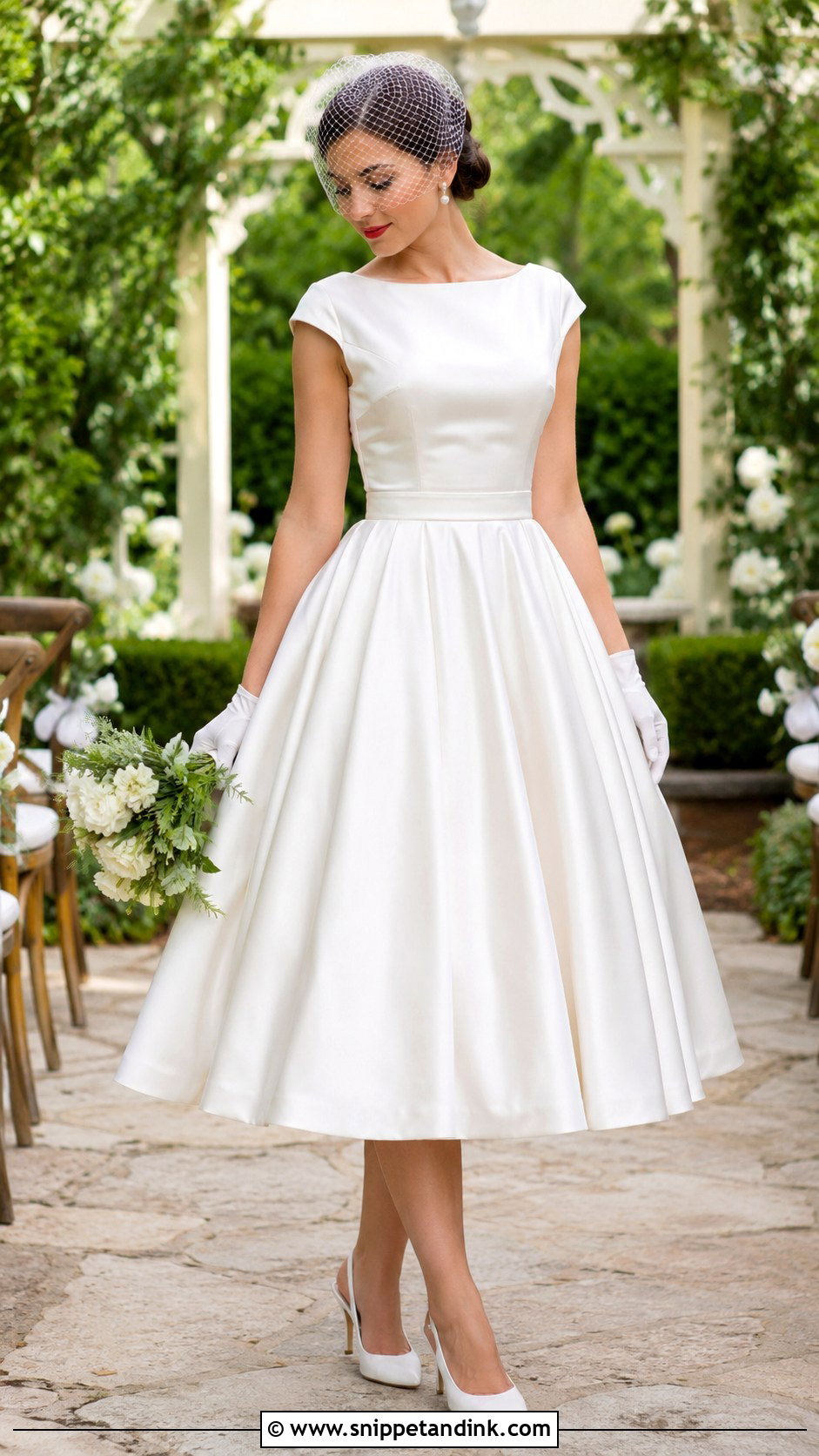 1959 Tea Length Satin Wedding Dress - Snippet and Ink - 20 1959 Wedding Dress Ideas