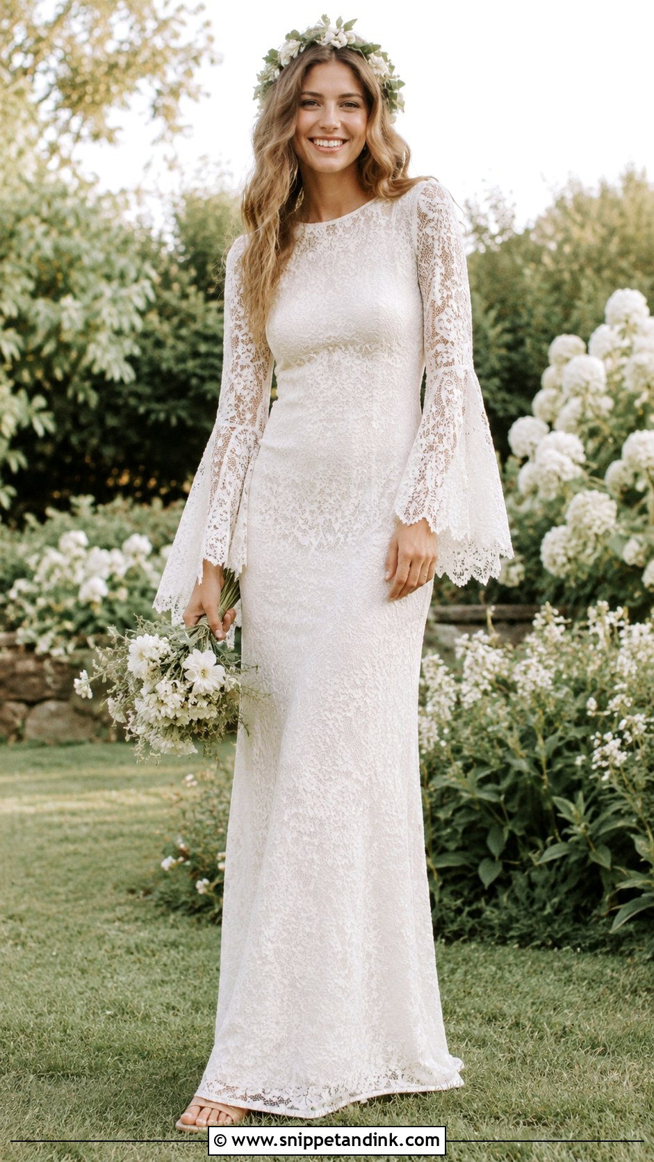 1960s Bell Sleeve Wedding Dress - Snippet and Ink - 25 1960s Wedding Dresses