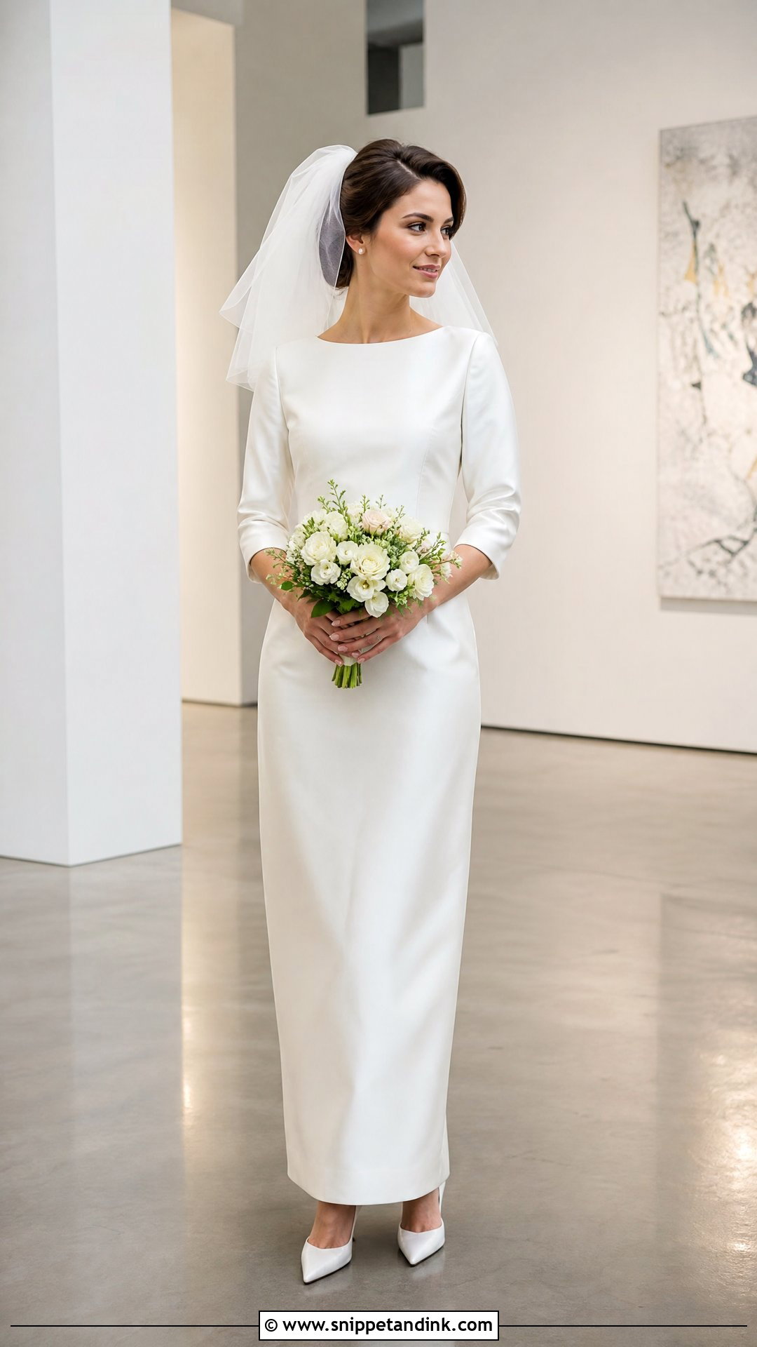 1960s Column Satin Wedding Dress - Snippet and Ink - 20 Vintage Silk Satin Wedding Dress Bridal Gowns