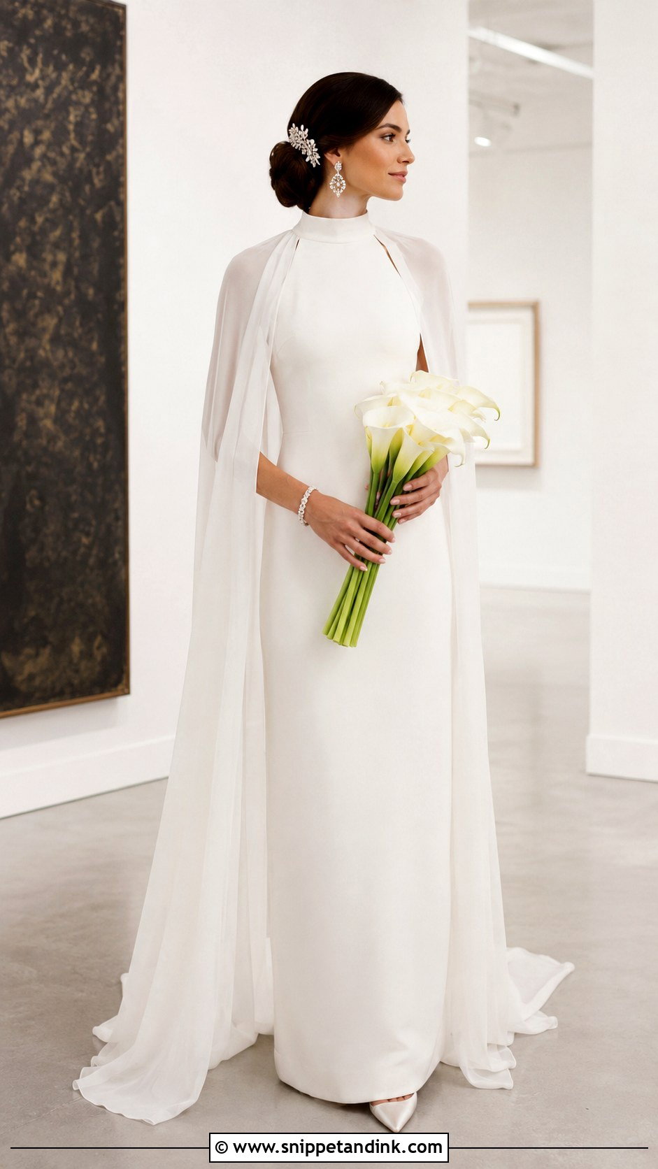 1960s Column Wedding Dress With Cape - Snippet and Ink - 20 Vintage Wedding Dress 1960s Ideas