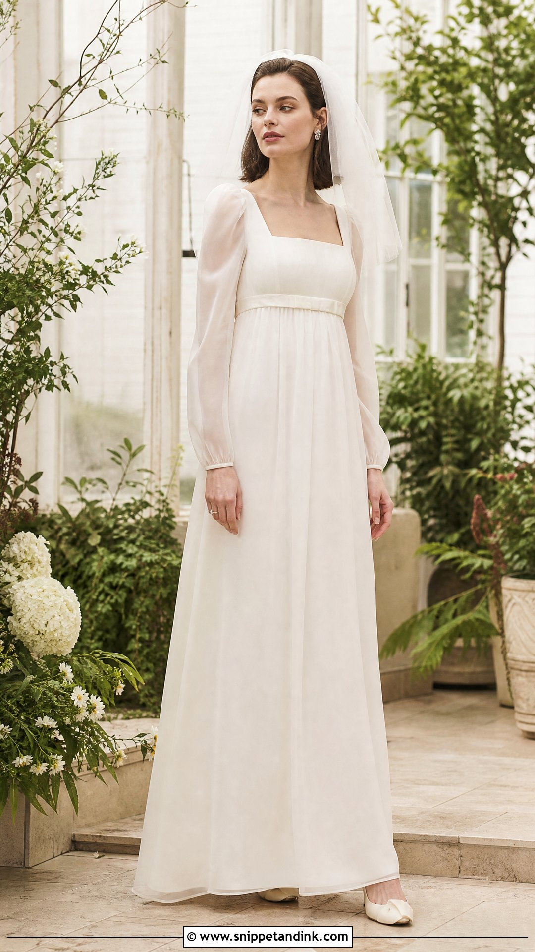 1960s Empire Waist Bridal Gown - Snippet and Ink - 20 Vintage Bridal Gowns