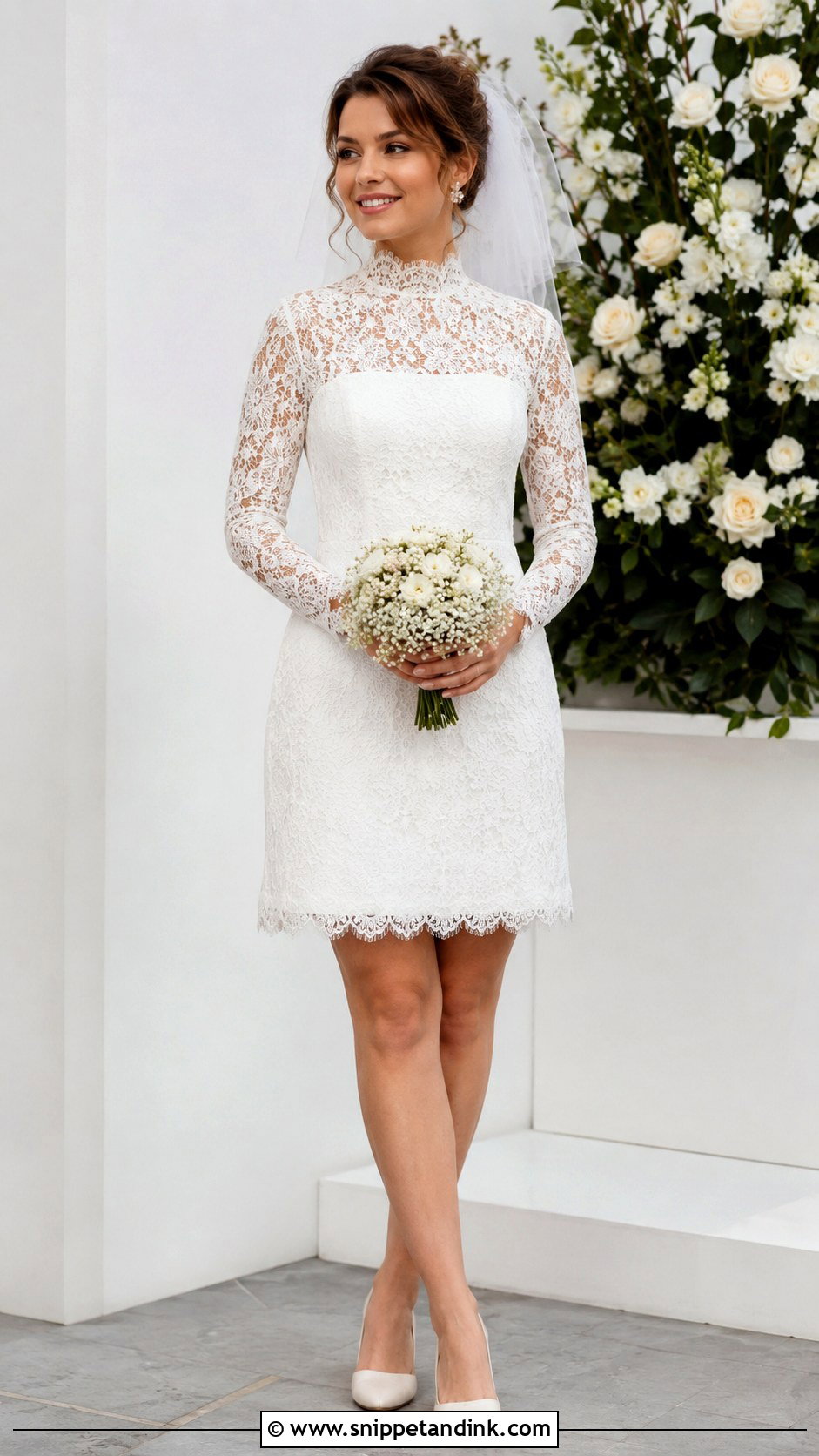 1960s High Neck Lace Mini Wedding Dress - Snippet and Ink - 20 1960s Wedding Dress Ideas