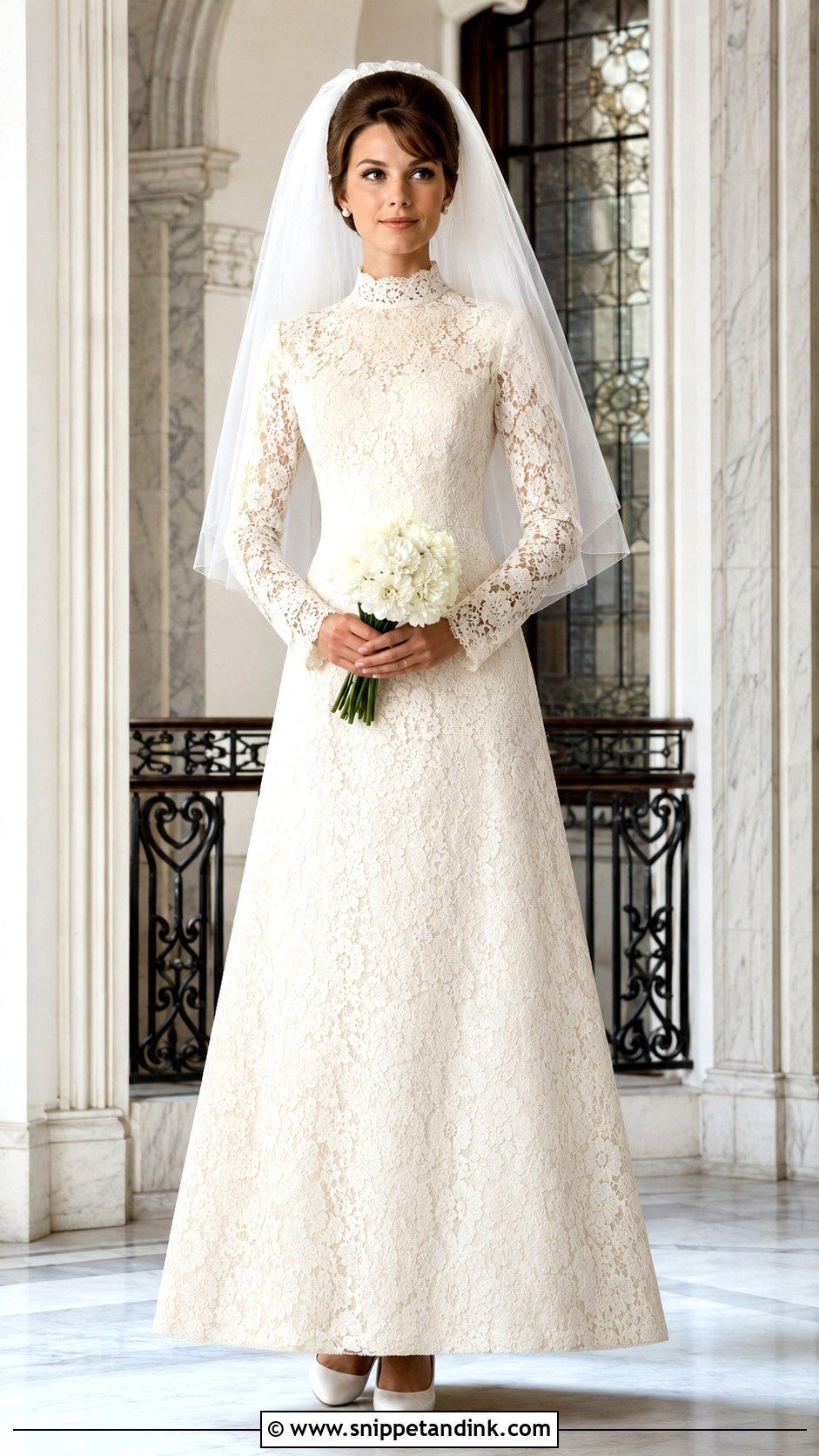 1960s High Neck Lace Wedding Dress - Snippet and Ink - 20 Vintage Wedding Dress 1960s Ideas