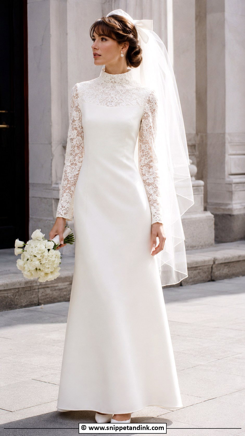 1960s High Neck Wedding Gown - Snippet and Ink - 25 Vintage Wedding Gowns