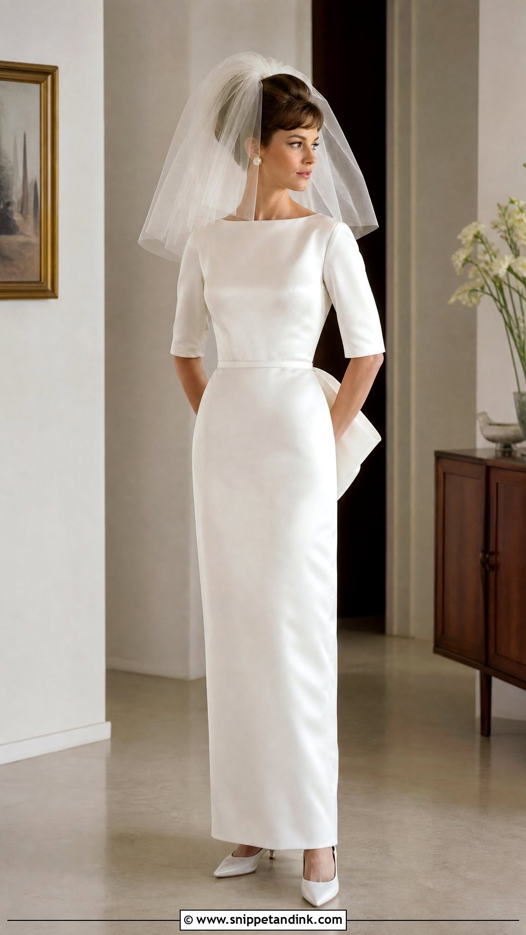 1960s Satin Column Vintage Bridal Gown - Snippet and Ink - 20 Vintage Bridal Gown Ideas
