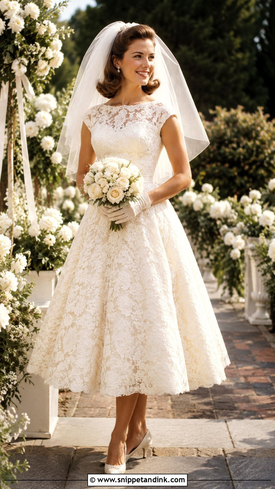 1960s Tea Length Lace Wedding Dress - Snippet and Ink - 20 Vintage Wedding Dress 1960s Ideas