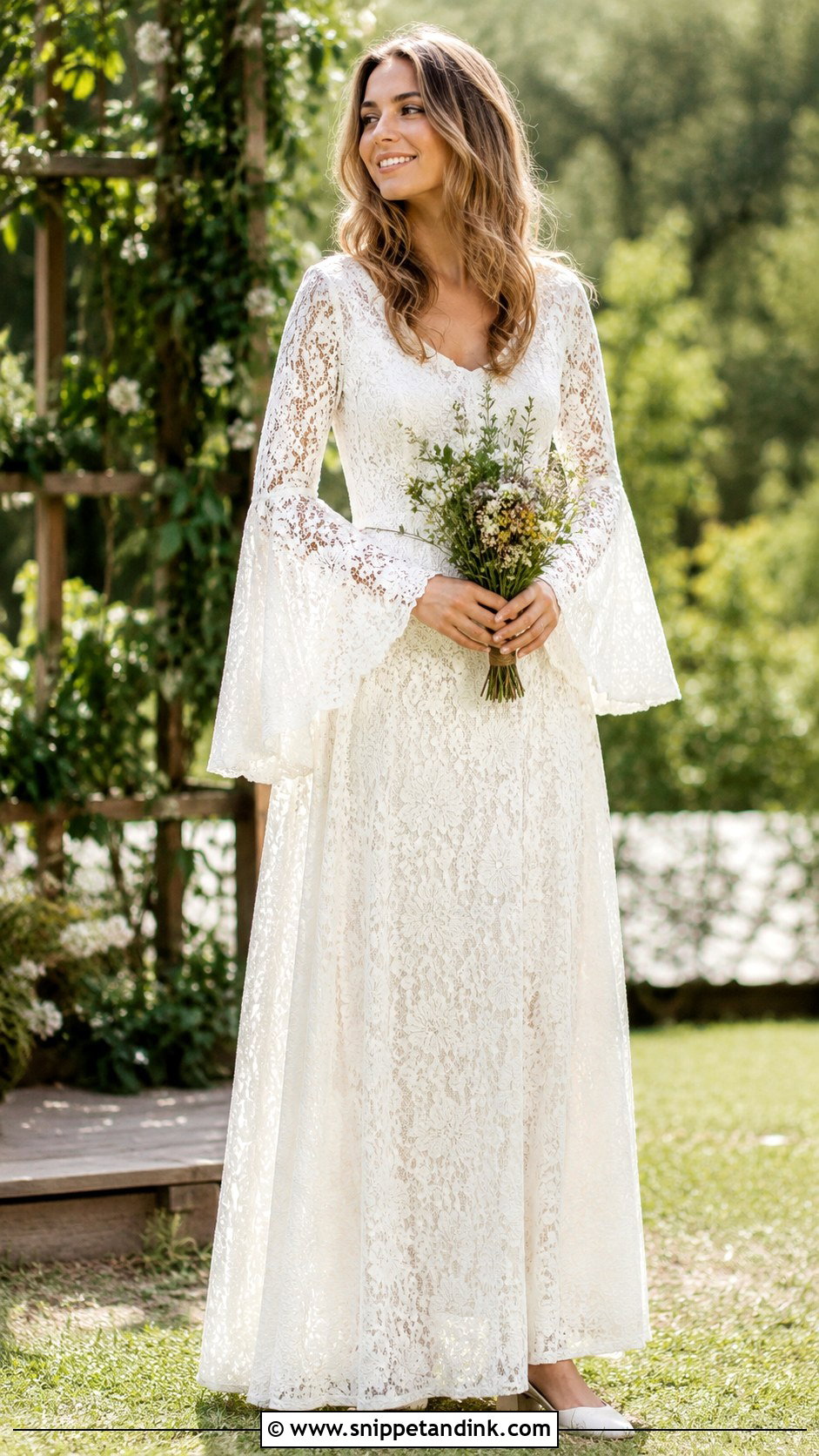 1970 Bell Sleeve Wedding Dress - Snippet and Ink - 25 1970 Wedding Dress Ideas