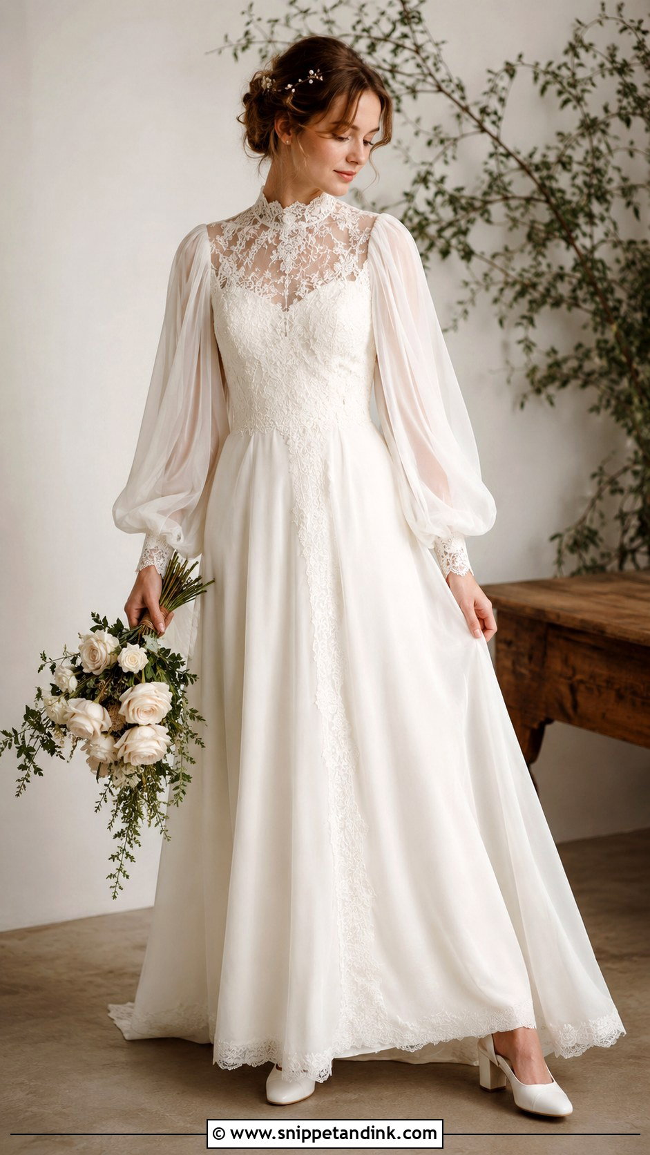 1970 Bishop Sleeve Wedding Dress - Snippet and Ink - 25 1970 Wedding Dress Ideas