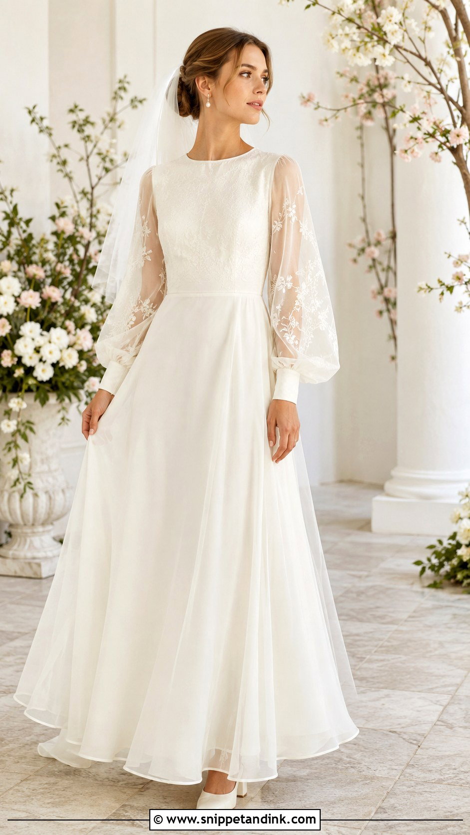 1970 Sheer Sleeve Wedding Dress - Snippet and Ink - 25 1970 Wedding Dress Ideas