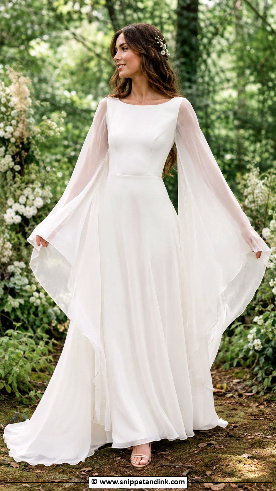 1970s Angel Sleeve Wedding Dress - Snippet and Ink - 30 Vintage Wedding Dress 1970s Ideas