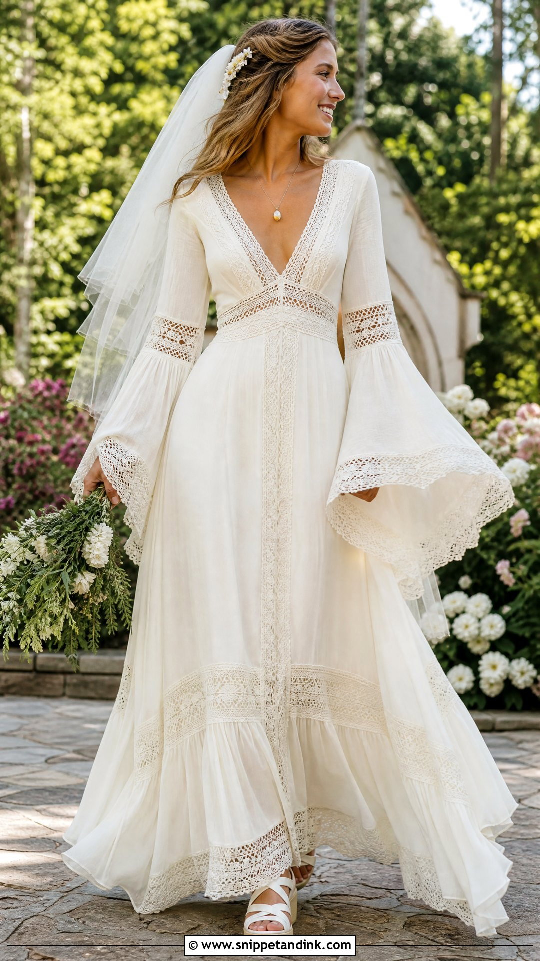 1970s Bell Sleeve Boho Wedding Dress - Snippet and Ink - 20 Old School Wedding Dress Ideas