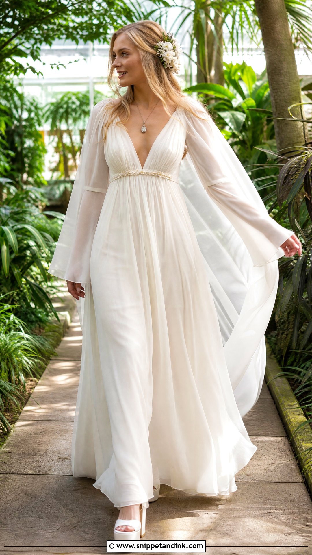 1970s Bell Sleeve Vintage Bridal Gown - Snippet and Ink - 20 Vintage Bridal Gown Ideas