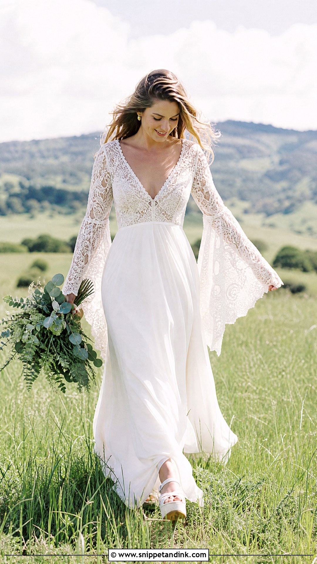 1970s Bell Sleeve Wedding Dress - Snippet and Ink - 20 Vintage Retro Wedding Dress Ideas
