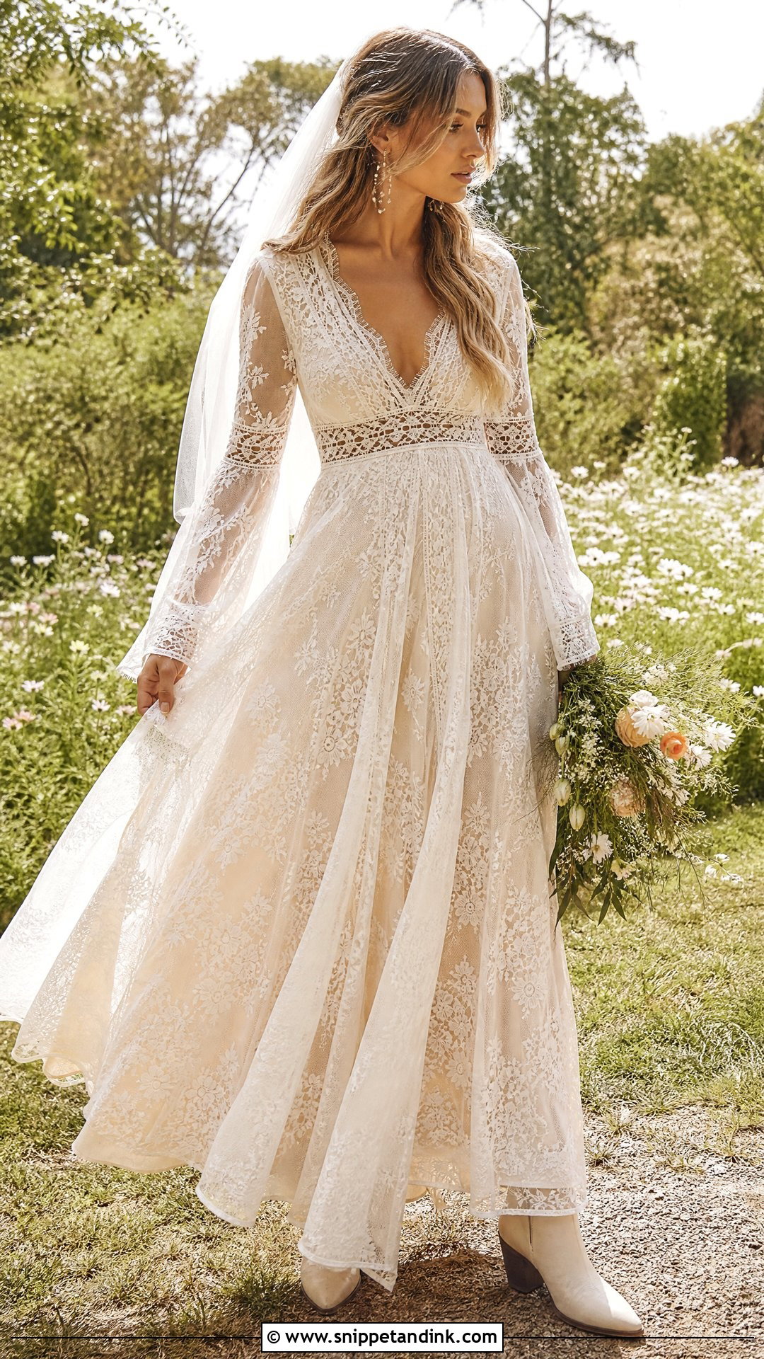 1970s Boho Lace Wedding Dress - Snippet and Ink - 20 Retro Wedding Dresses