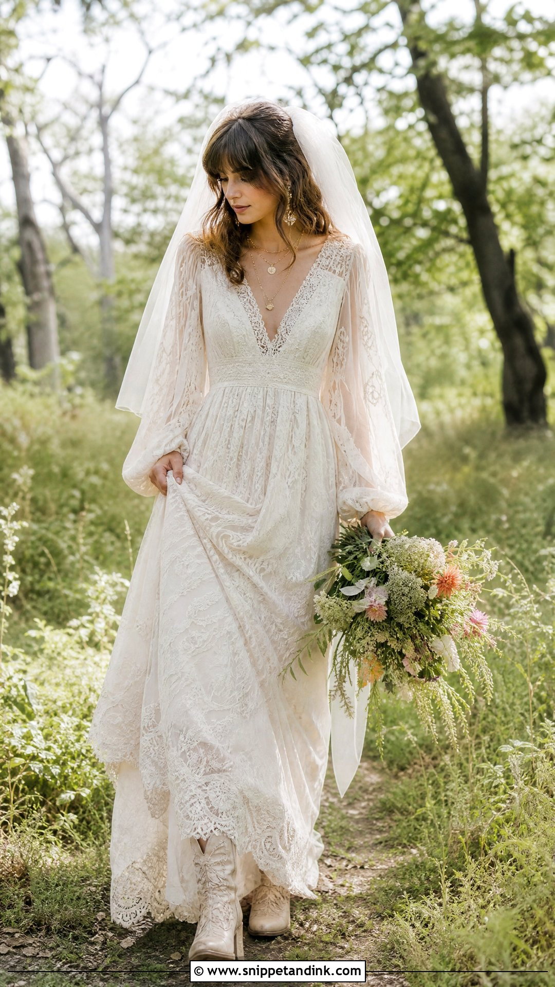 1970s Boho Vintage Bride Outfit - Snippet and Ink - 20 Vintage Brides Ideas