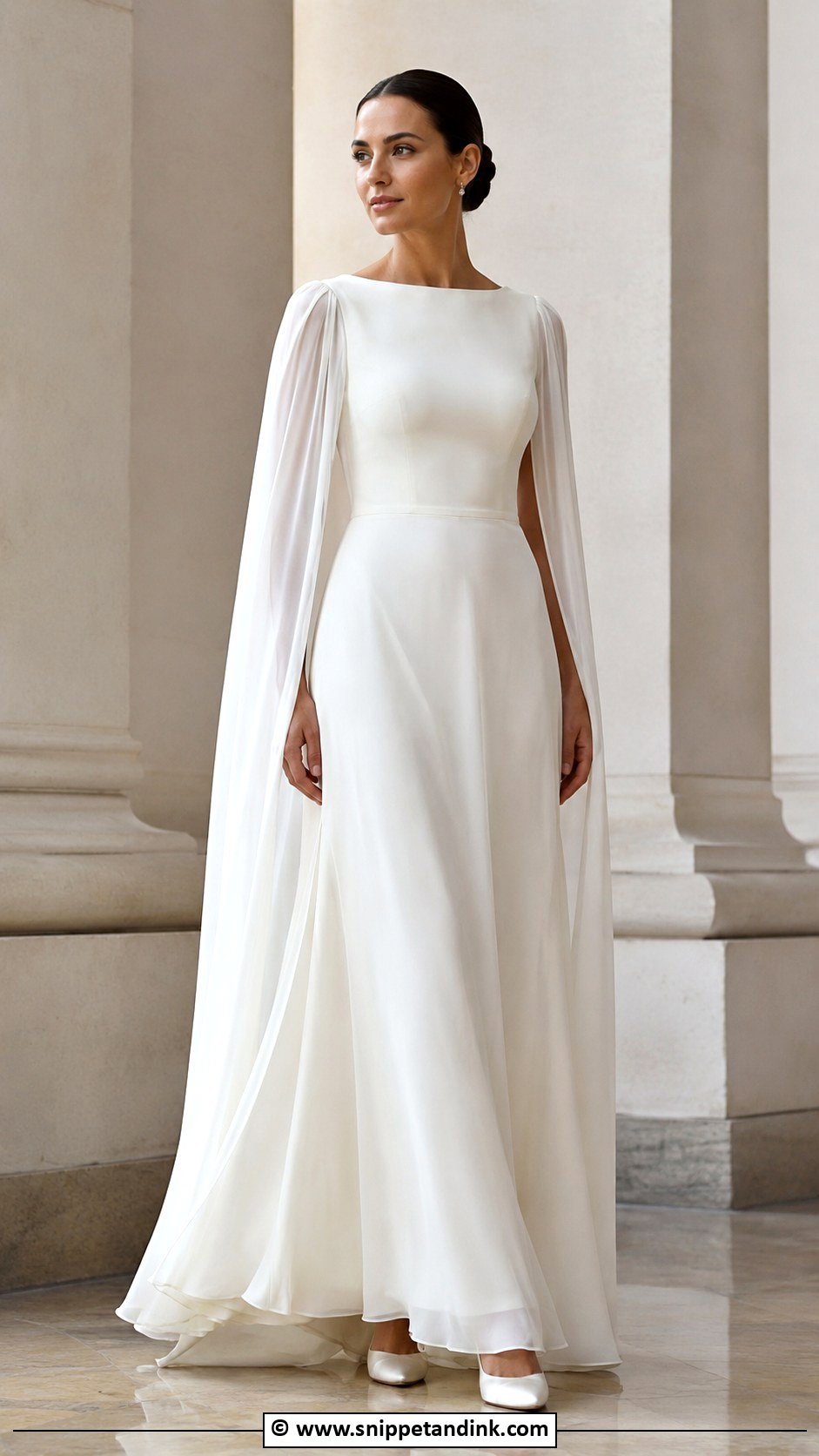 1970s Cape Sleeve Wedding Dress - Snippet and Ink - 30 Vintage Wedding Dress 1970s Ideas