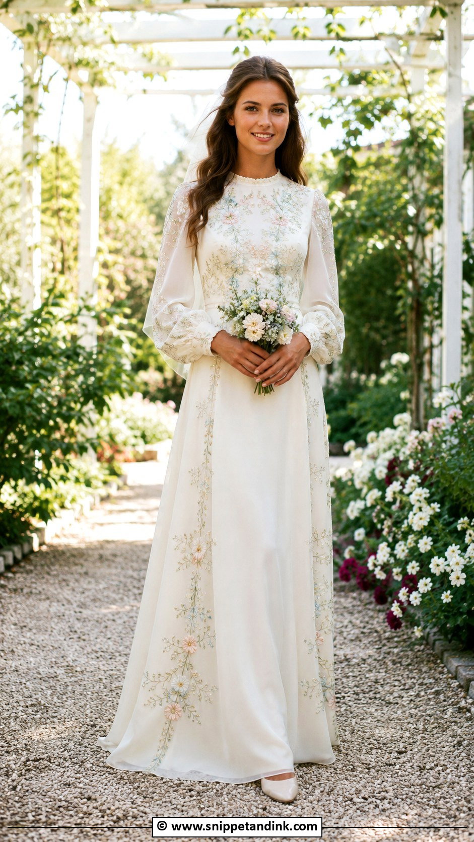 1970s Floral Embroidered Wedding Dress - Snippet and Ink - 30 Vintage Wedding Dress 1970s Ideas