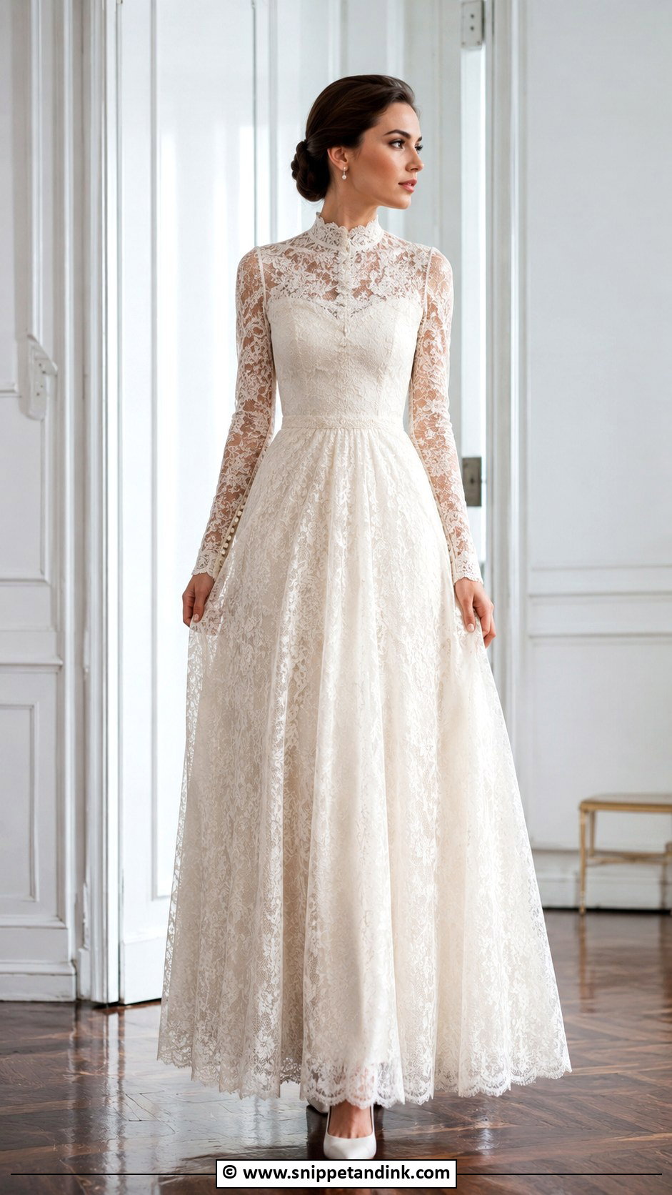 1970s High Neck Lace Wedding Dress - Snippet and Ink - 30 Vintage Wedding Dress 1970s Ideas