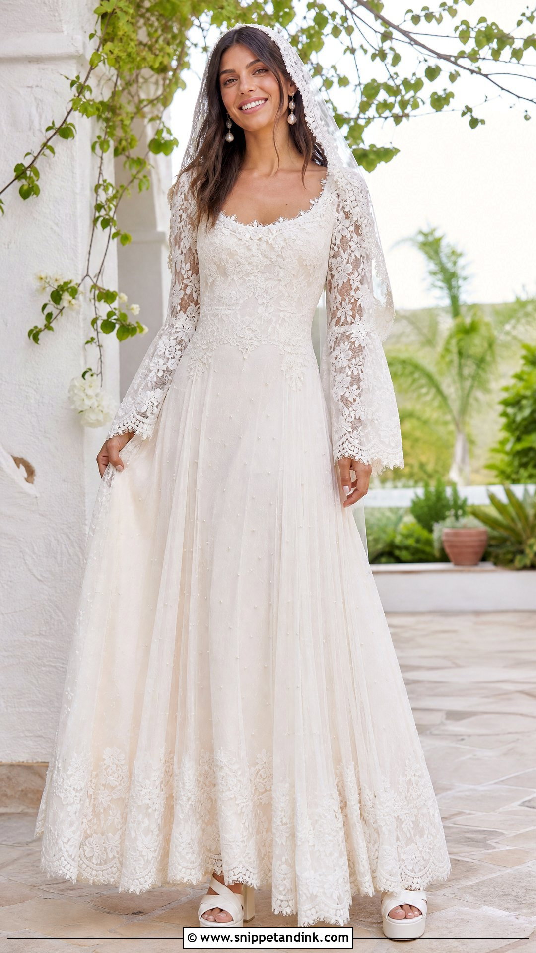 1970s Lace And Pearl Wedding Dress - Snippet and Ink - 20 Vintage Pearl Wedding Dress Ideas