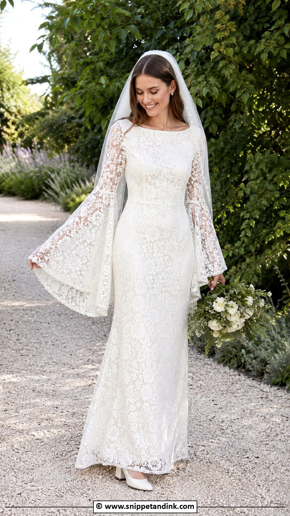 1970s Lace Bell Sleeve Wedding Dress - Snippet and Ink - 30 Vintage Wedding Dress 1970s Ideas
