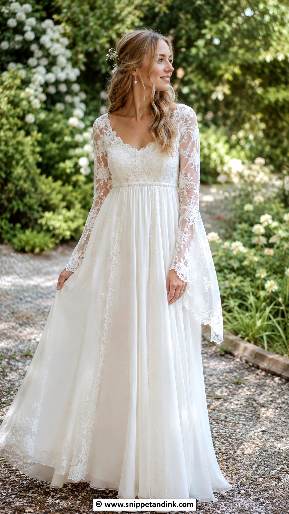 1970s Lace Sleeve Wedding Gown - Snippet and Ink - 25 Vintage Wedding Gowns