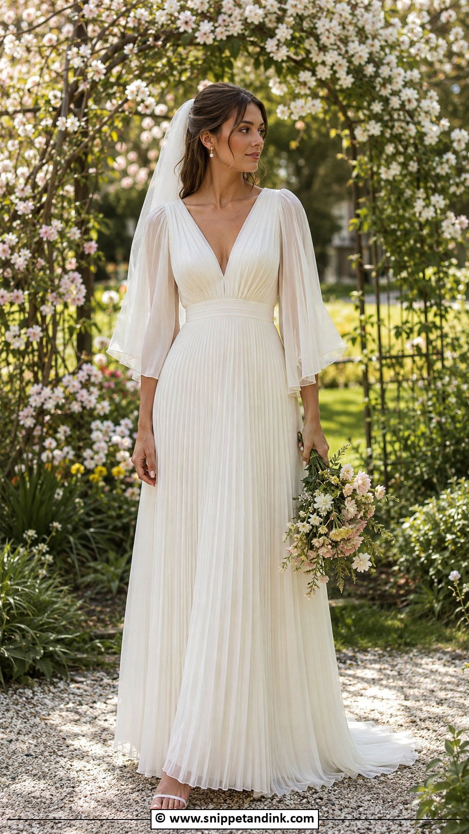 1970s Pleated Chiffon Wedding Dress - Snippet and Ink - 30 Vintage Wedding Dress 1970s Ideas