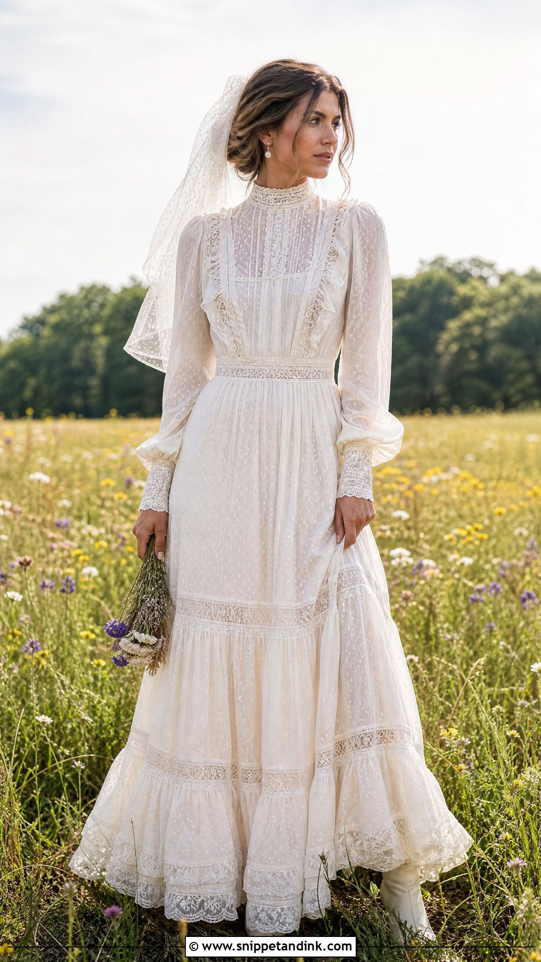 1970s Prairie Bridal Gown - Snippet and Ink - 20 Vintage Bridal Gowns