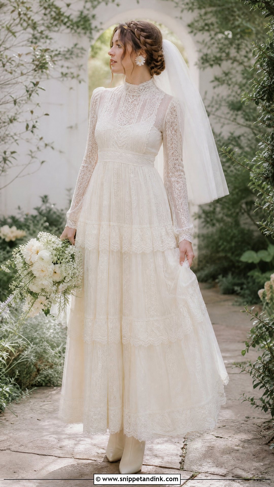 1970s Prairie Lace Wedding Dress - Snippet and Ink - 20 Old School Wedding Dress Ideas