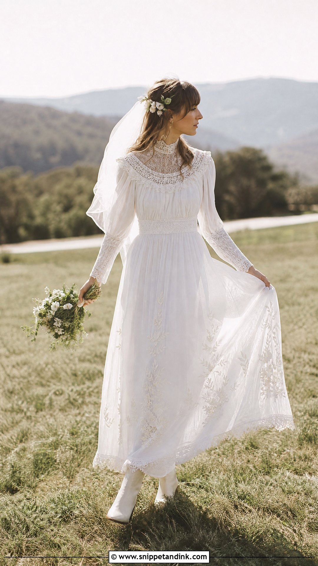 1970s Prairie Vintage Bridal Gown - Snippet and Ink - 20 Vintage Bridal Gown Ideas