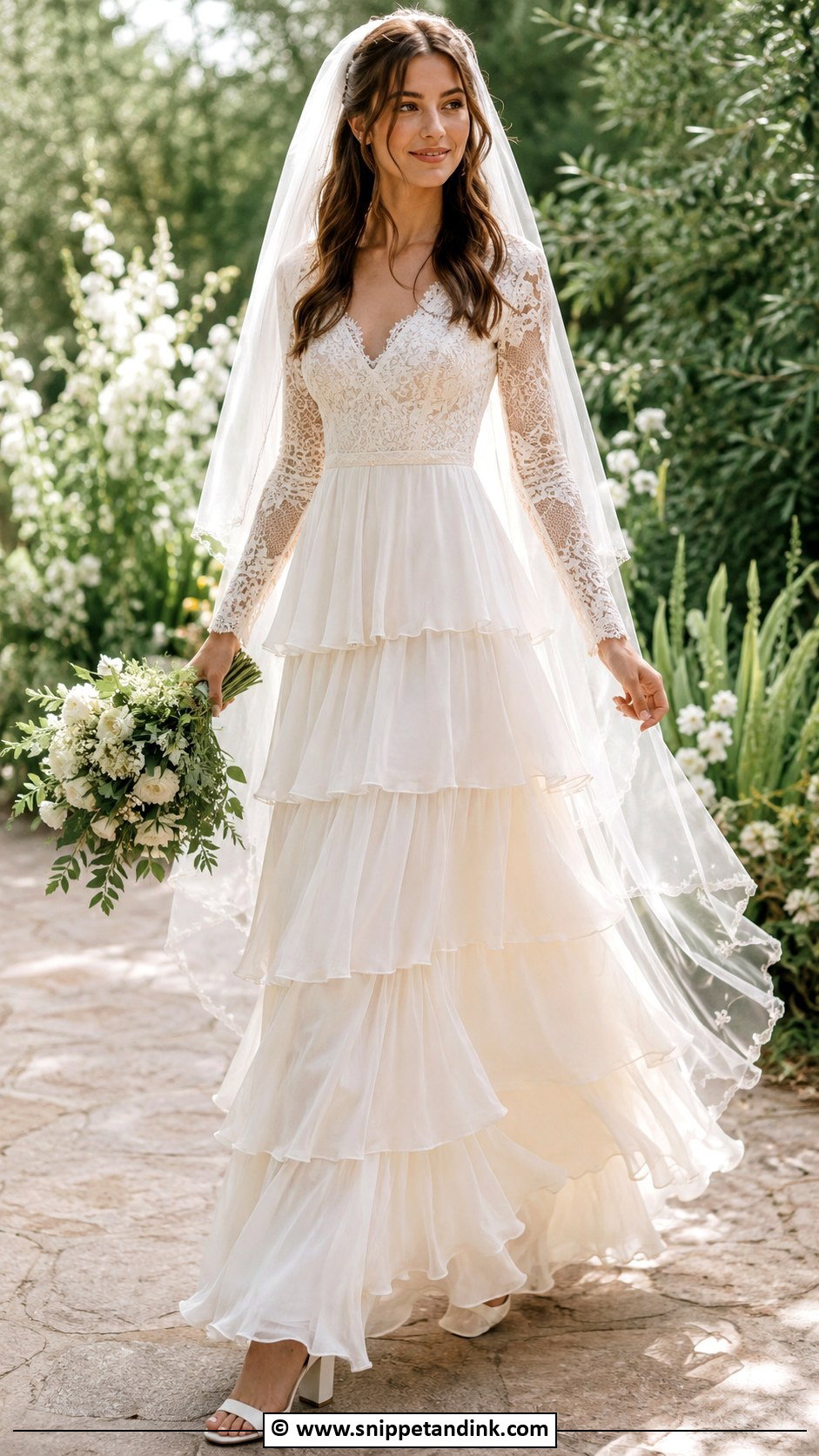 1970s Tiered Skirt Wedding Dress - Snippet and Ink - 30 Vintage Wedding Dress 1970s Ideas