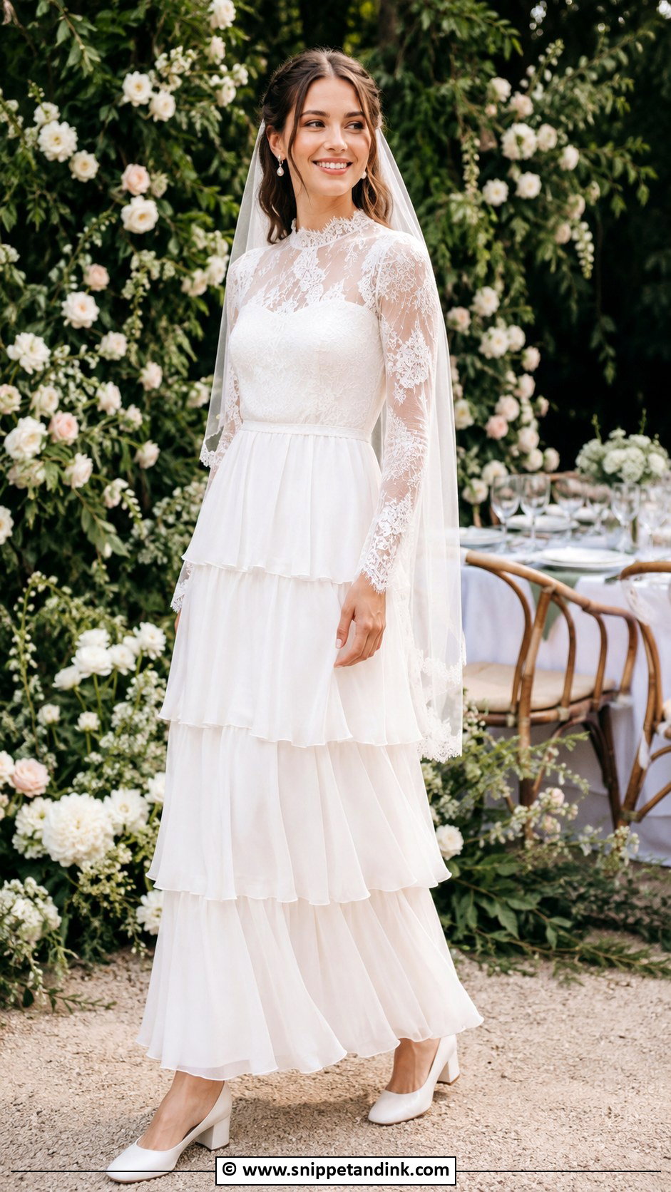 1970s Tiered Skirt Wedding Dress - Snippet and Ink - 25 1970s Wedding Dress Ideas