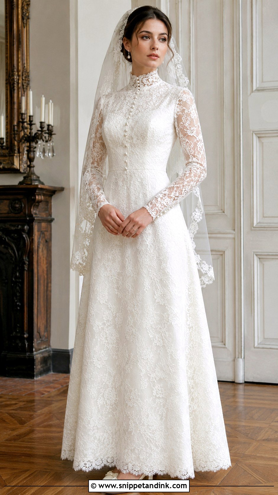 1971 High Neck Lace Wedding Dress - Snippet and Ink - 20 1971 Wedding Dresses