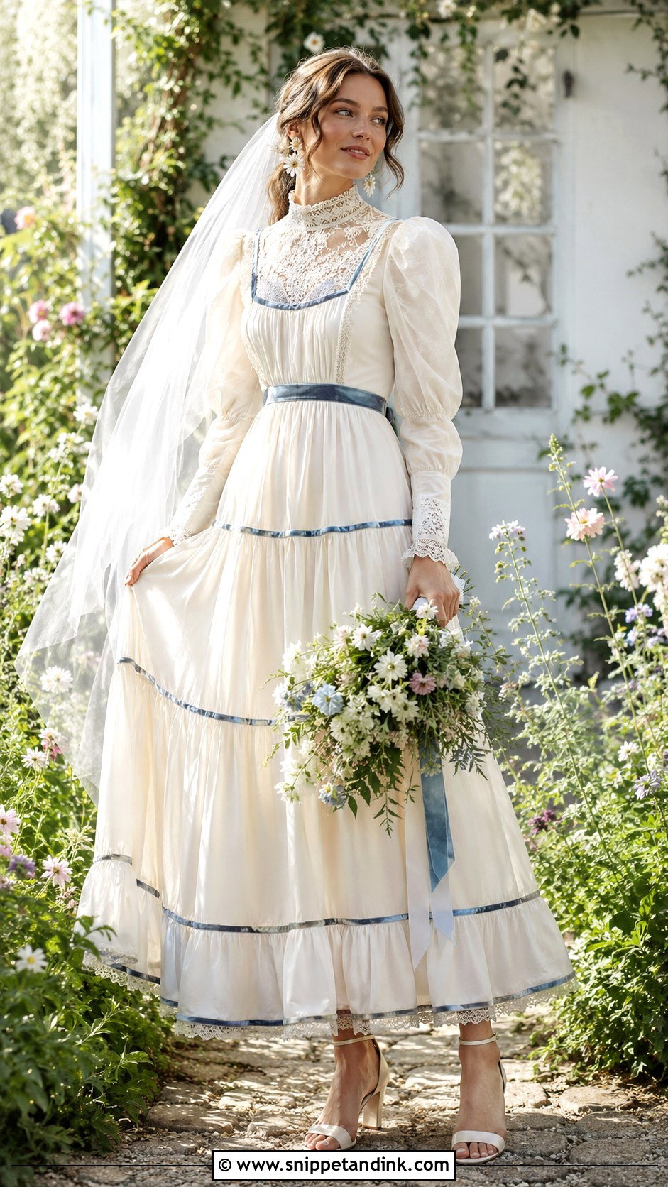 1971 Ribbon Trim Wedding Dress - Snippet and Ink - 20 1971 Wedding Dresses