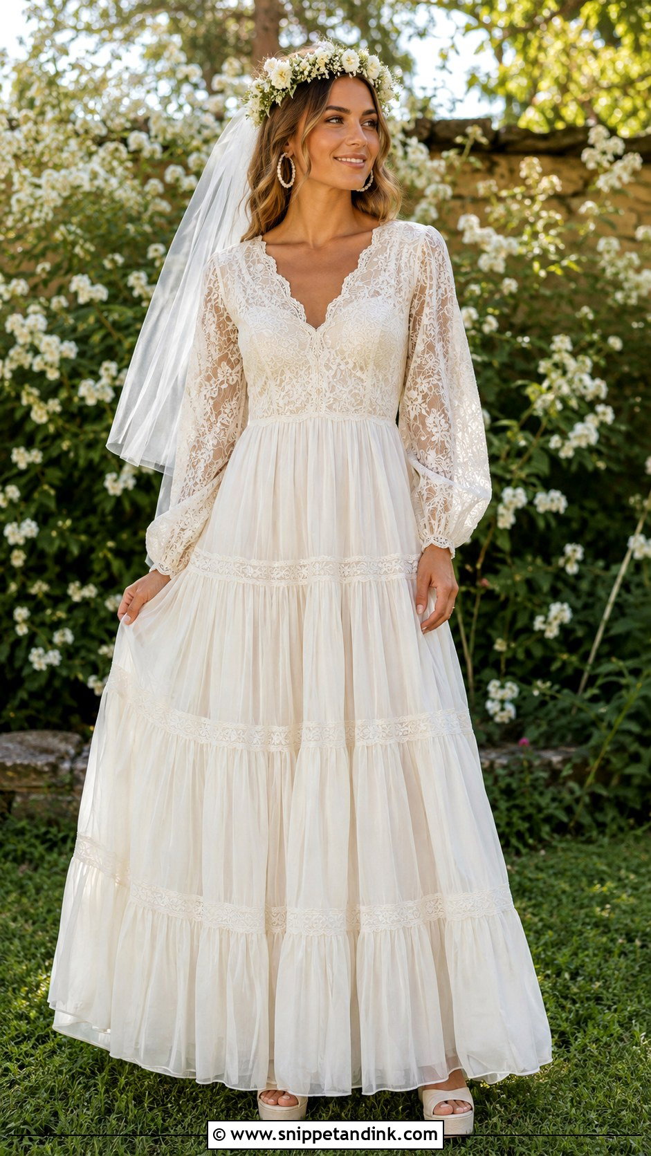 1971 Tiered Maxi Wedding Dress - Snippet and Ink - 20 1971 Wedding Dresses
