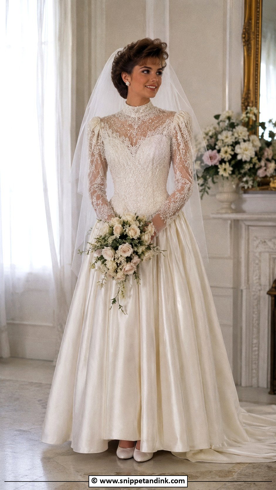 1980s Cathedral Veil Wedding Dress - Snippet and Ink - 30 1980s Wedding Dress Ideas