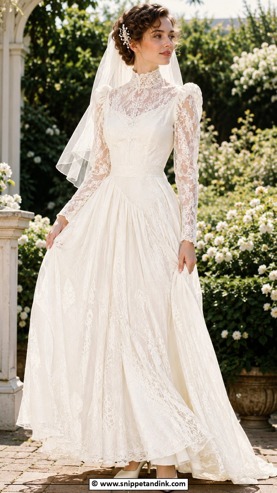 1980s Lace High Neck Wedding Dress - Snippet and Ink - 30 1980s Wedding Dress Ideas
