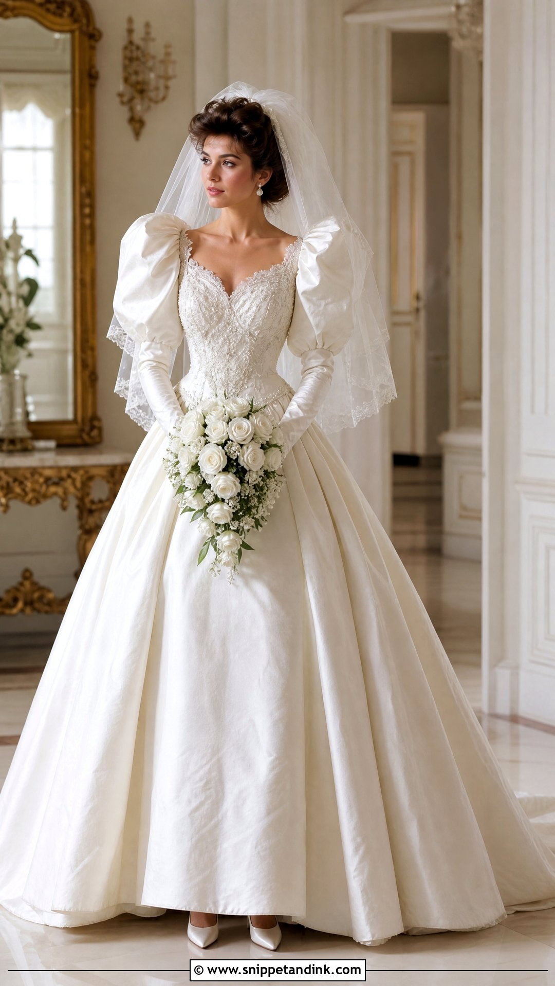 1980s Princess Wedding Dress With Puff Sleeves - Snippet and Ink - 20 Vintage Wedding Dress with Sleeves
