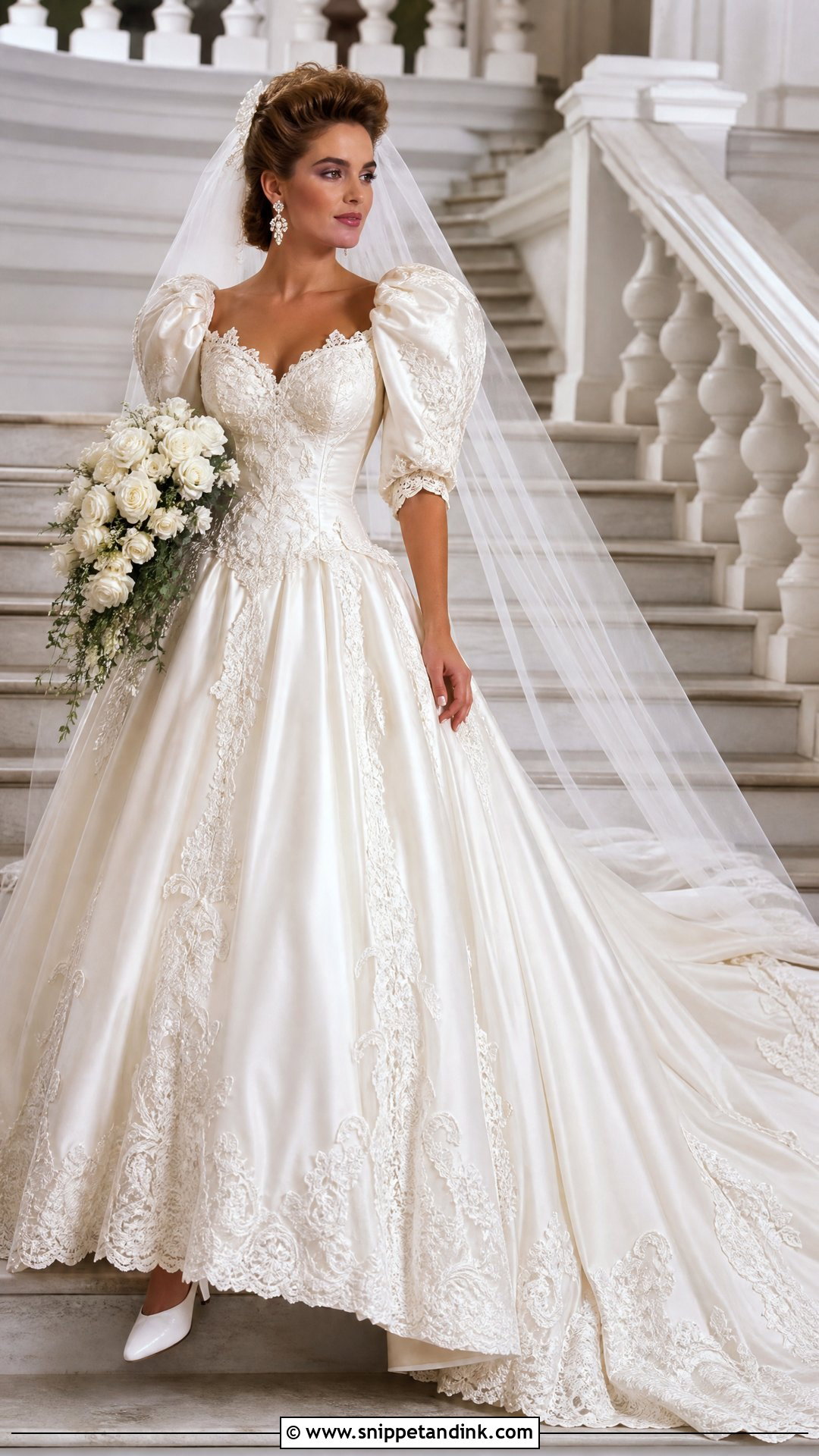 1980s Puff Sleeve Ball Gown Bridal Dress - Snippet and Ink - 20 Vintage Bridal Dresses